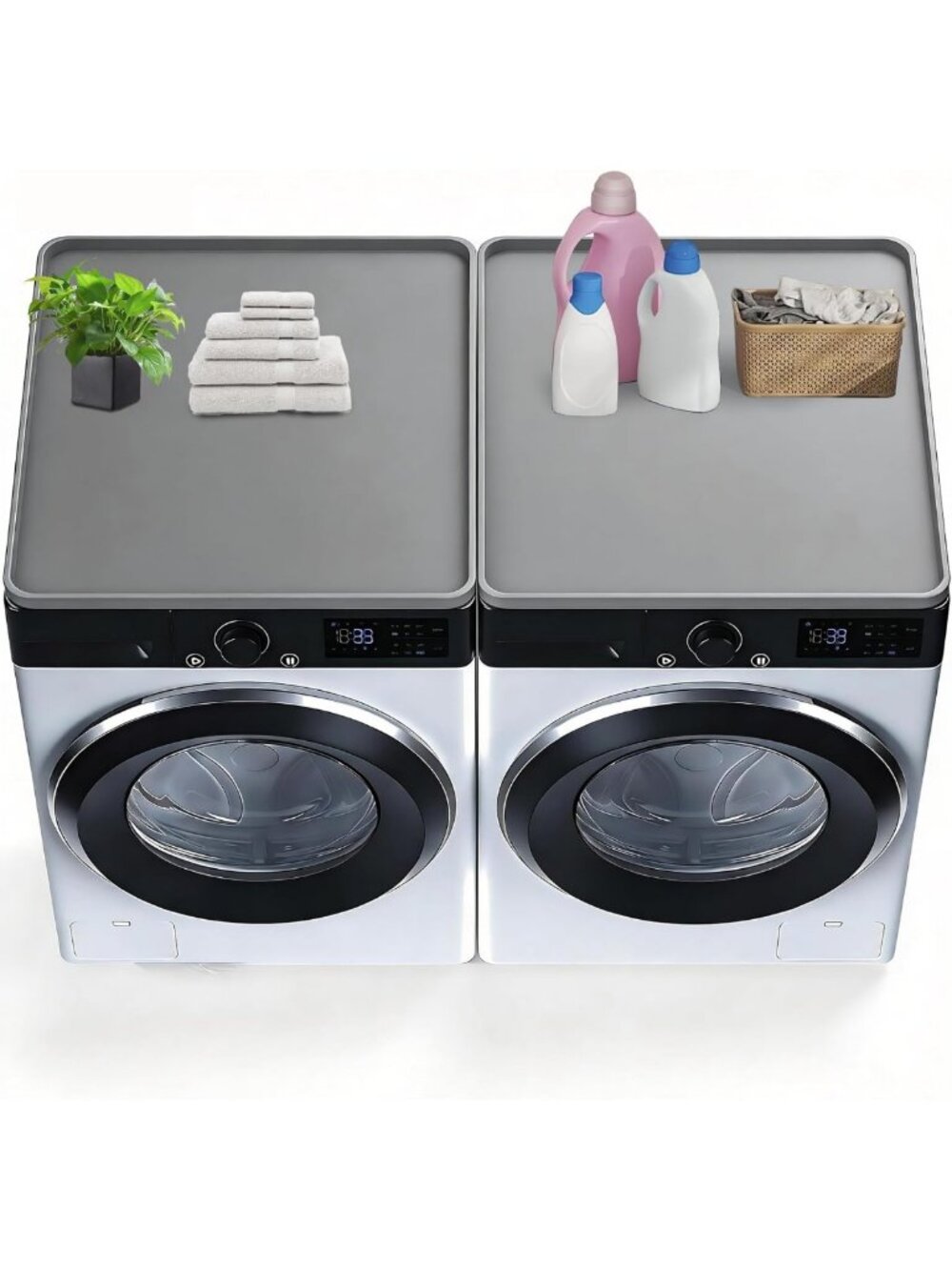 2PCS Waterproof Silicone Washer Dryer Covers, Scratch Resistant Top Protectors